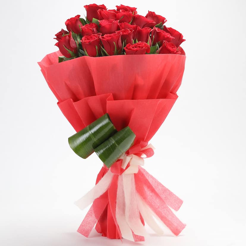 Romantic 20 Red Roses Bouquet view 2