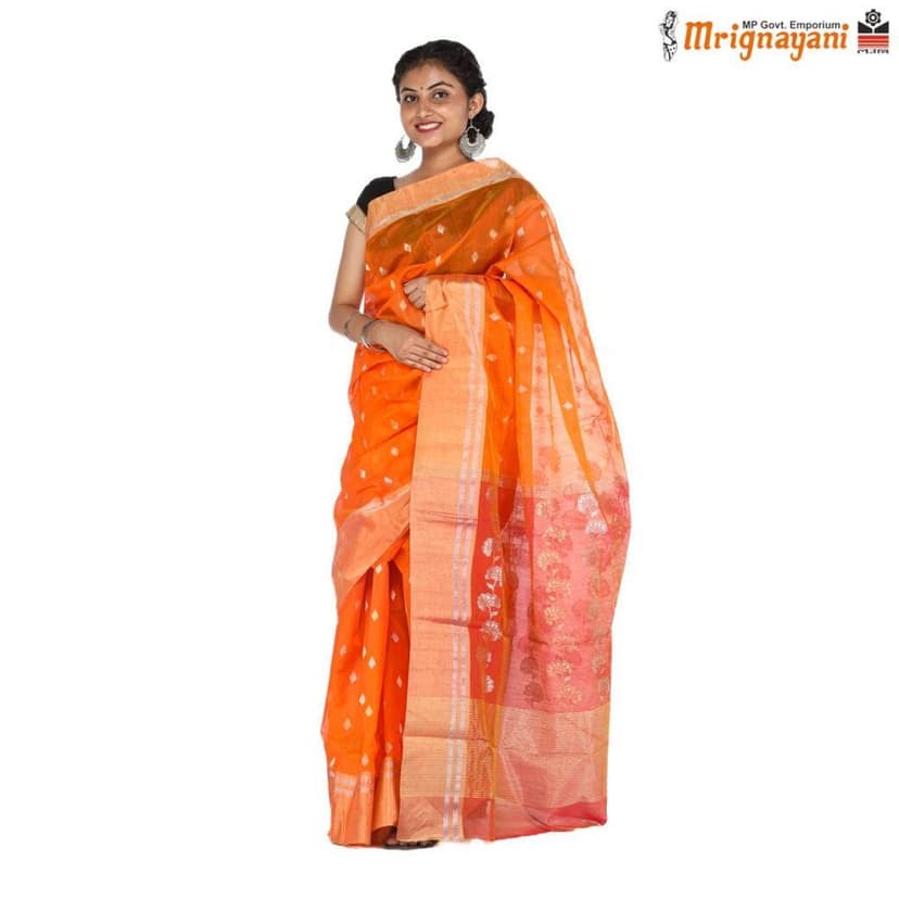 HANDLOOM CHANDERI SILK SAREE WITH BLOUSE (SKU - 1SC104310522, SAREE-1042) view 2