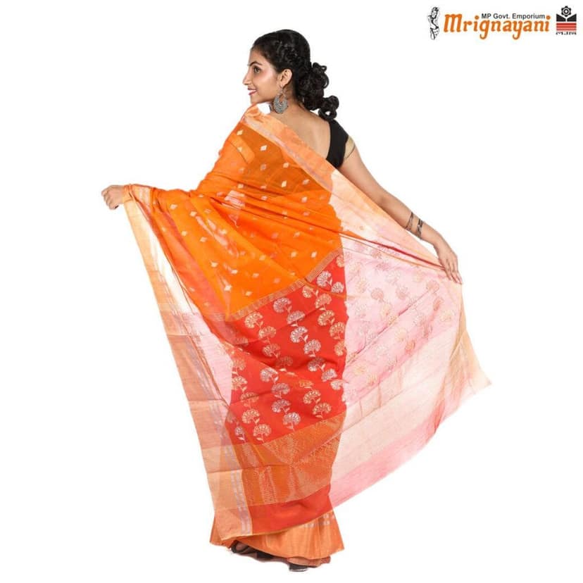 HANDLOOM CHANDERI SILK SAREE WITH BLOUSE (SKU - 1SC104310522, SAREE-1042) view 4
