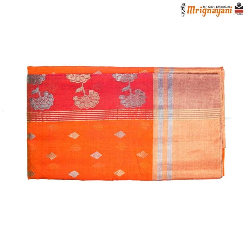 HANDLOOM CHANDERI SILK SAREE WITH BLOUSE (SKU - 1SC104310522, SAREE-1042) view 5