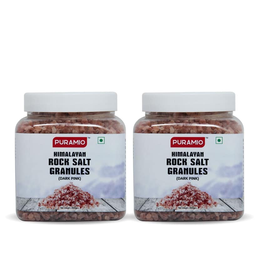 Puramio Himalayan Pink Rock Salt Powder - Dark, 1 Kg Each - Pack of 2