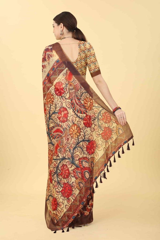 Women's Kalamkari Digital Printed Saree view 3