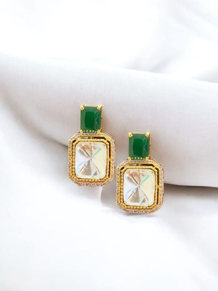 Regal Emerald Stone Choker Necklace Set By Dia Art Jewels view 3