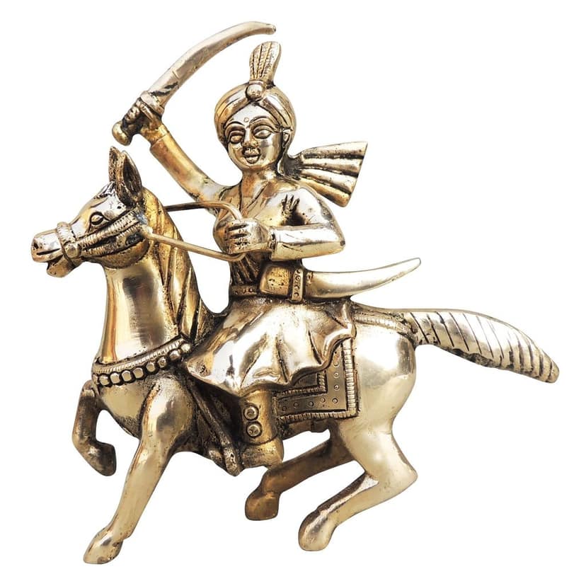 Brass Showpiece Maharani Laxmi Bai Statue, Height : 7.5 Inch (BSMAS1684 C) view 2