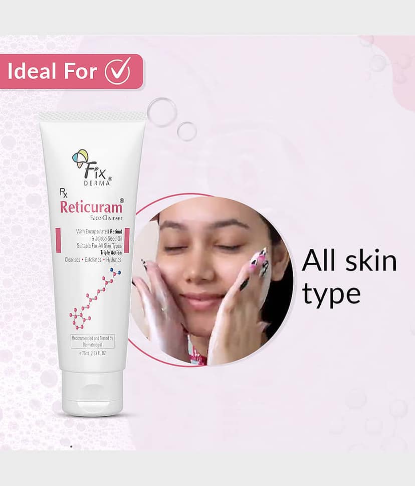Fixderma 0.5% Retinol Reticuram Face Cleanser for All Skin Types, 75ml, (Pack of 1) view 2