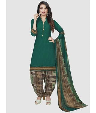 Kkrish Unstitched Crepe Printed Dress Material - Green ( Pack of 1 )