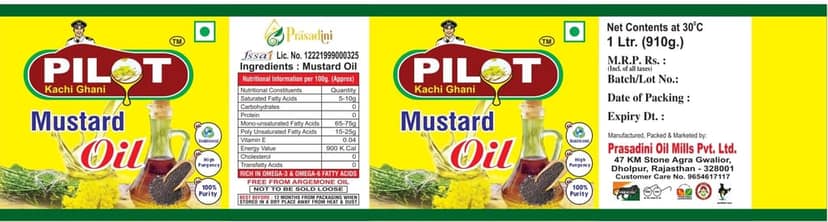Pilot Cold Pressed Kachhi Ghani Mustard Oil, 1Litre view 4
