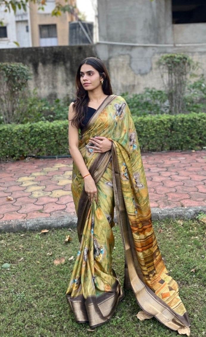 Digital Print Dola Silk Saree view 2