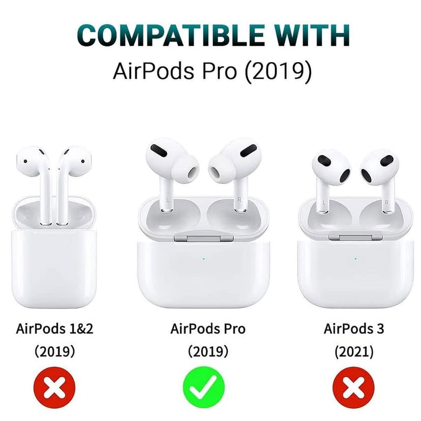 LIRAMARK Silicone Soft Case Cover with Buckle for Airpods Pro (2019), AirPods Pro 1st Generation (White) view 5