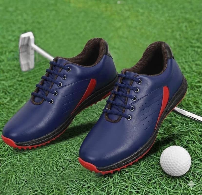 HITCARO Men Genuine Leather Lace-up Professional 100% Waterproof Premium Gold Golf Shoes view 2