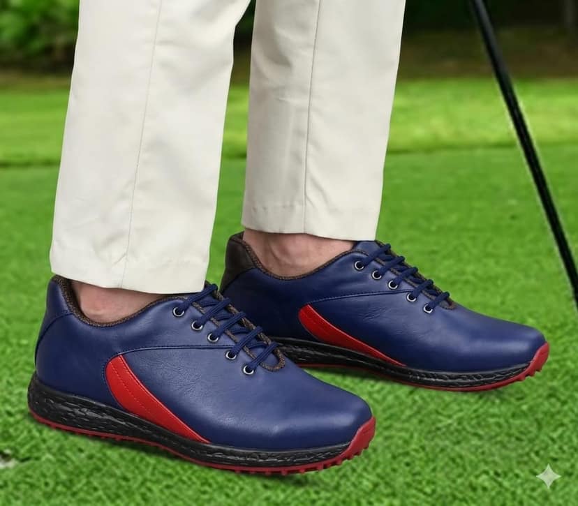 HITCARO Men Genuine Leather Lace-up Professional 100% Waterproof Premium Gold Golf Shoes view 3
