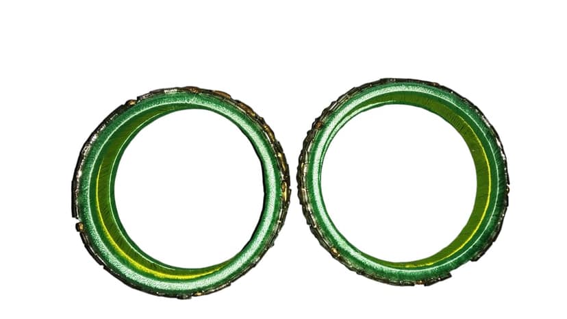 Green Embellished Silk Thread Bangles - Elegant & Stylish view 2