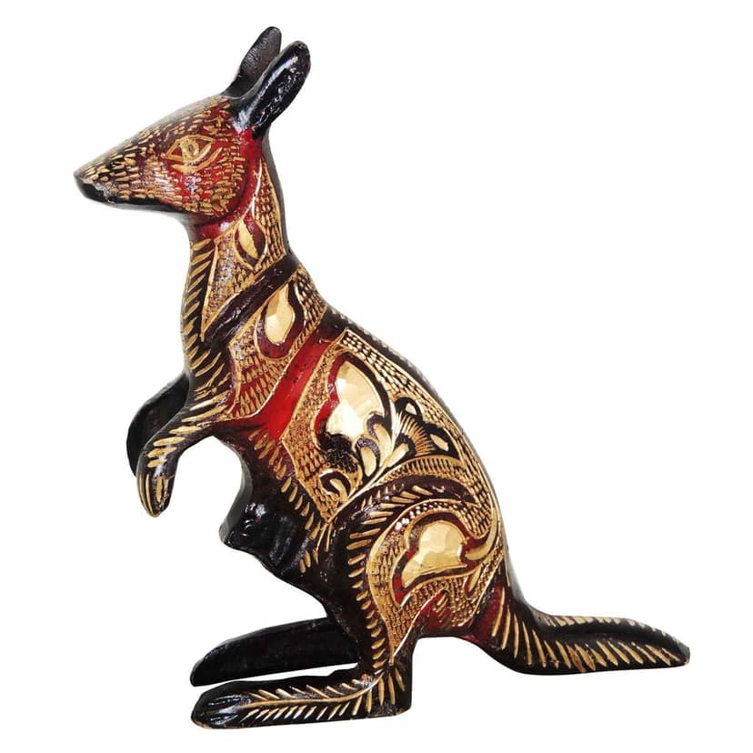 Brass Kangaroo Home Decorative Showpiece Statue for Table Decor, Height : 6 Inch (ANMAS216 B) view 2