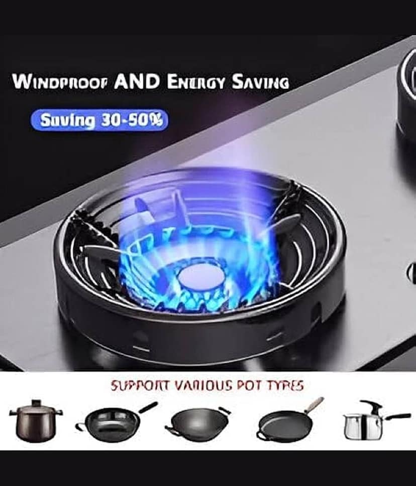 RAMDEV ENTERPRISE Black Gas Saver Burner Stand Gas Chula Burner Gas Saver Stand Jali Ring Fire & Windproof Energy Saving, Gas Chula Support Stand 4 Legs Supported For Indian Gas 0.7mm. view 2