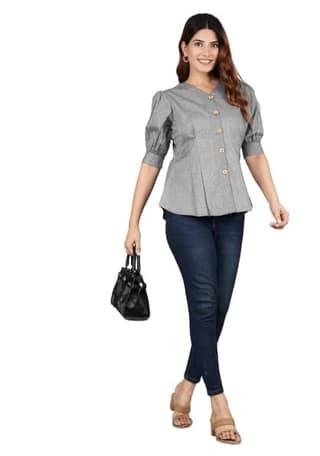 Radhey Textiles Presents Girls Top 'V' Neack Button South Cotton Top for Girls