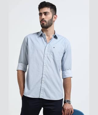 Cool Colors 100% Cotton Slim Fit Printed Full Sleeves Men's Casual Shirt - Light Grey ( Pack of 1 )
