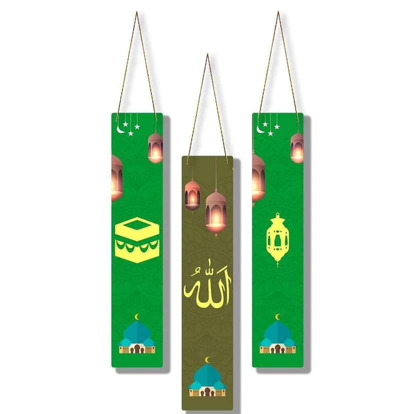 Charmor Religious Designer Wall Hanging Decoration Items for Home | Gifts | Bedroom | Wooden | Living Room | Artworks (WH4806),Set of 3