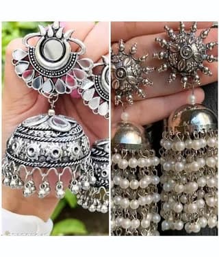 Samridhi DC Silver Drop Earrings ( Pack of 2 )