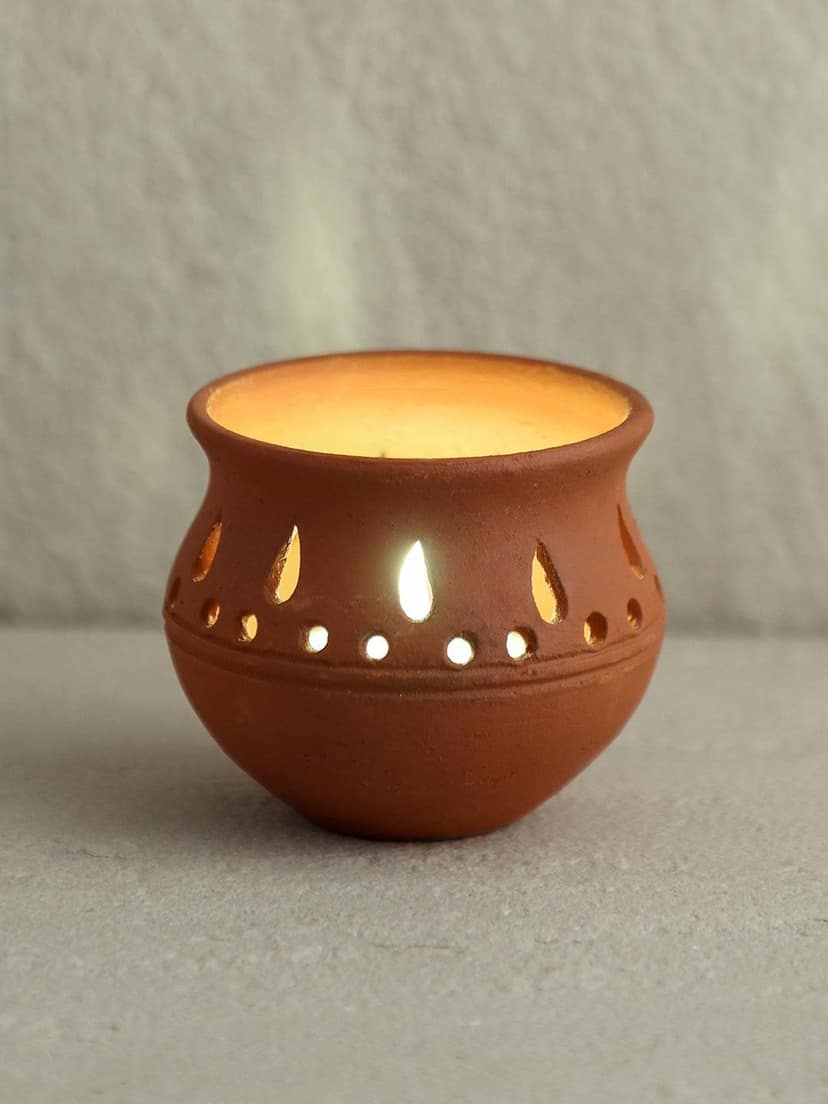 Matka Terracotta Diya (Pack of 1, Any Design, Natural, 3 inches x 2 inches) view 10