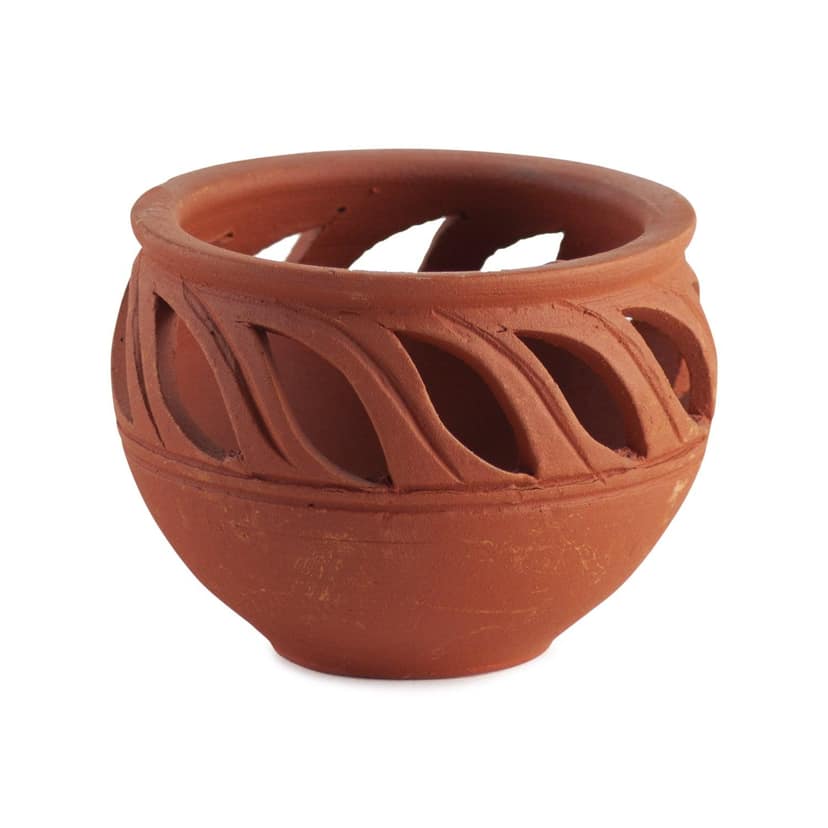 Matka Terracotta Diya (Pack of 1, Any Design, Natural, 3 inches x 2 inches) view 3