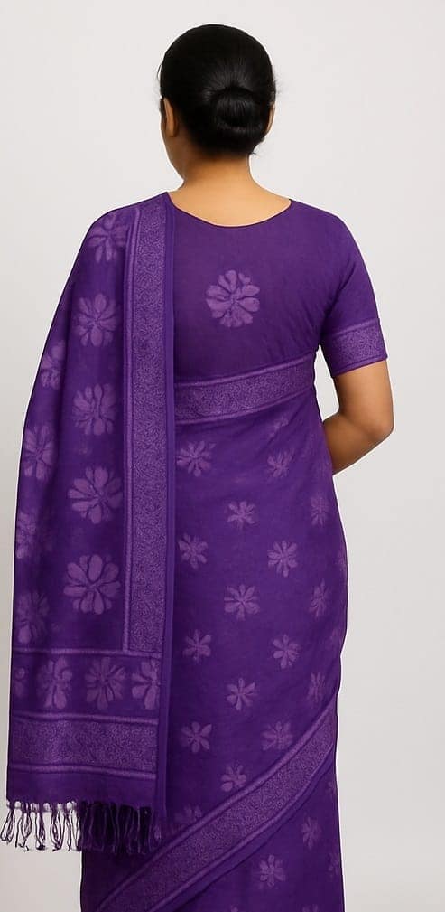 Purple Floral Saree with Matching Blouse [Pack of 2] view 2