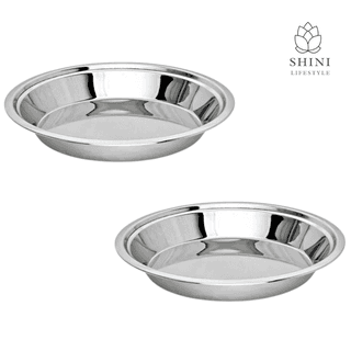 SHINI LIFESTYLE Stainless Steel Atta Parat, Silver Paraat, Steel Parat for Dough, Atta Parat Steel for Kitchen (Dia -31cm, 2pc)