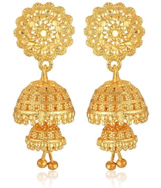 VIVASTRI Golden Jhumki Earrings ( Pack of 1 )