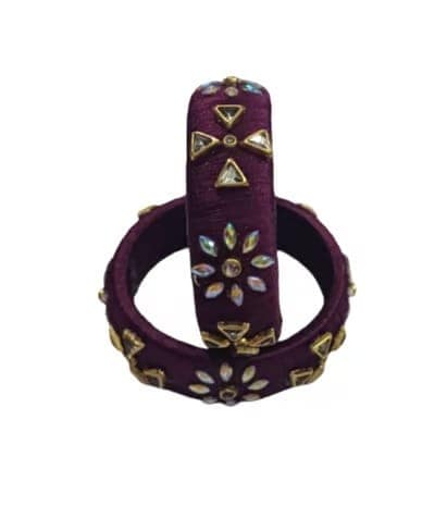 Handmade Silk Thread Bangles with Stone Embellishments