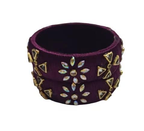 Handmade Silk Thread Bangles with Stone Embellishments view 2