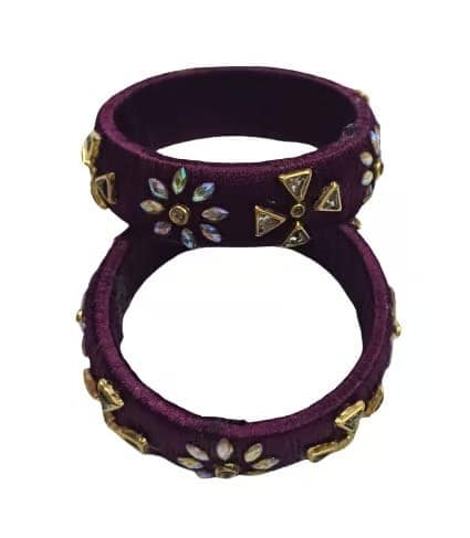 Handmade Silk Thread Bangles with Stone Embellishments view 3
