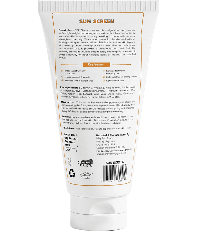 Sonavi SPF 70 Sunscreen Cream For All Skin Type ( Pack of 3 ) view 2