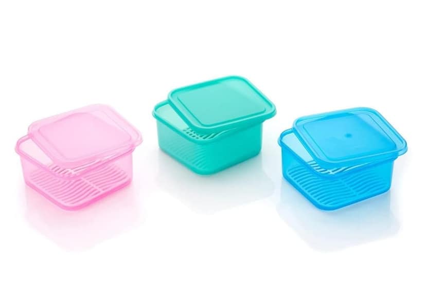 HAPPI Multipurpose Plastic 3 Pcs Masala Box for Kitchen, Spice Container for Kitchen, Transparent Fridge Storage Containers Airtight Grocery,Cereal,Vegetable Fruits Dabba 1500 Ml (Pack of 3 Colors) view 2