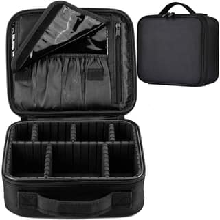 Nylon Travel Professional Makeup Case Organizer Bag/Travel Pouch For Women Portable Artist Storage Makeup Brush Bag With Adjustable Dividers (Black, 10 Inch (1 Layer)) Nylon Travel Professional Makeup Case Organizer Bag/Travel Pouch For Women Portable Ar
