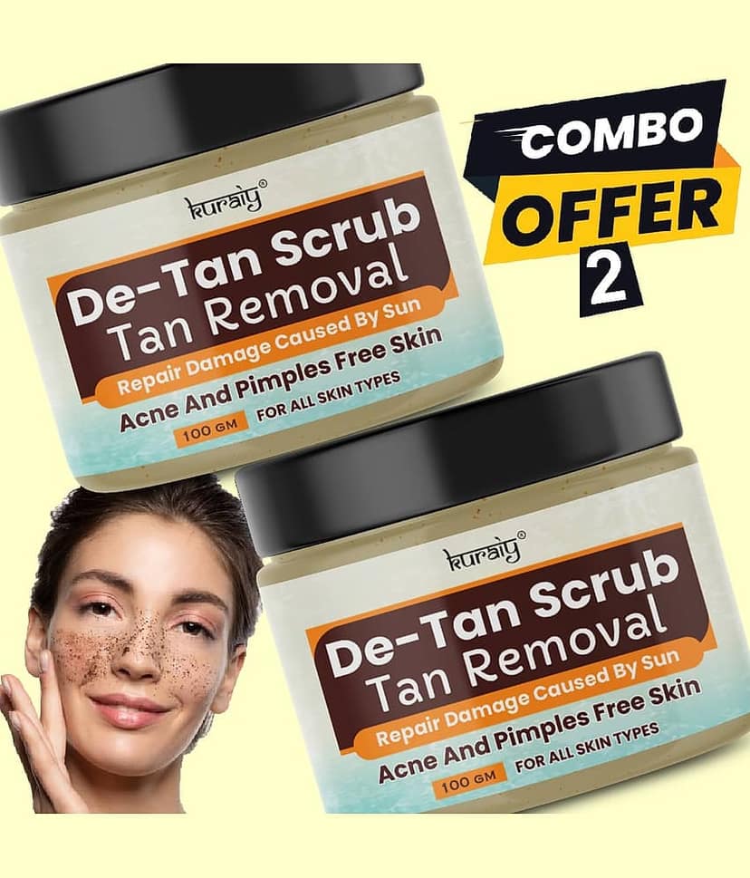 KURAIY De-Tan Face Scrub Tan Removal Face Scrub Suitable for All Skin Types 100g (Pack Of 2)