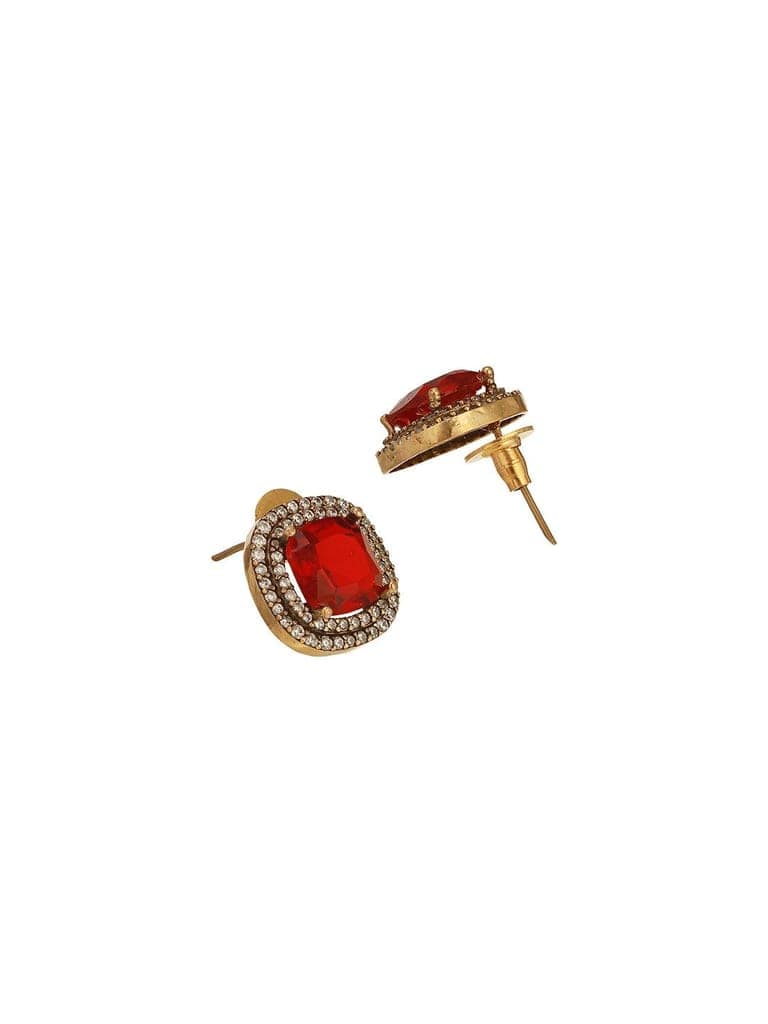 Oxidised Silver Toned Ruby Red AD Zircon Studded Minimal Kundan Choker jewellery Set view 10