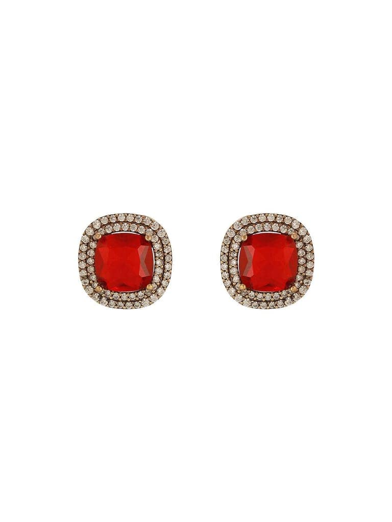 Oxidised Silver Toned Ruby Red AD Zircon Studded Minimal Kundan Choker jewellery Set view 7