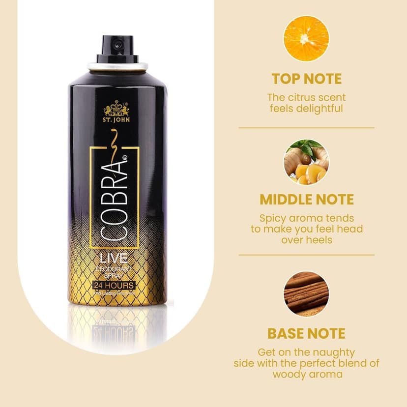 ST.JOHN Cobra Deodorant Live Long Lasting Perfumed Body Spray | Long Lasting Deodorant Spray For Men & Women - 150 ML (Pack Of 2) view 4