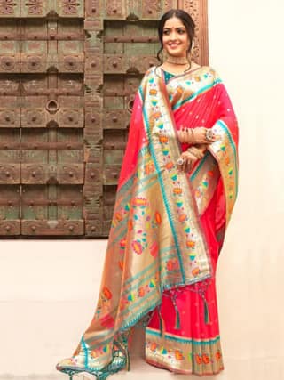 Red Paithani Silk Saree