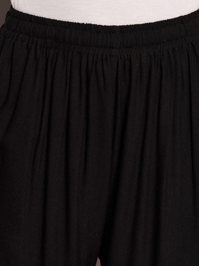 Soft Colors Regular Fit Pocket Palazzo (Black) view 6