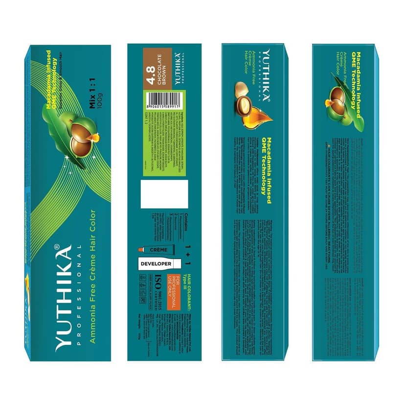 Yuthika Professional Creme Hair Color 4.8 Chocolate Brown 100gm, Permanent Hair Colour, Professional Salon Hair Colour view 2