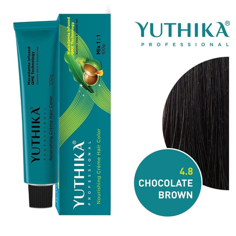 Yuthika Professional Creme Hair Color 4.8 Chocolate Brown 100gm, Permanent Hair Colour, Professional Salon Hair Colour view 3