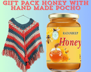 500 gm Natural Honey with Hand Made Pocho Gift Pack