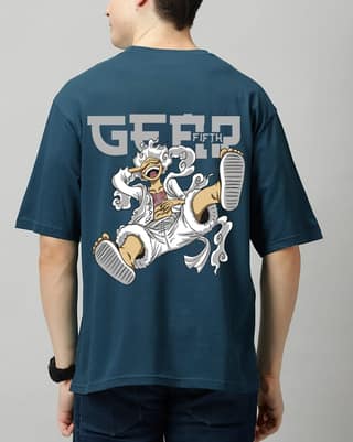 SCOTT FINCHER Men's T-Shirt featuring Monkey D. Luffy in his Gear Fifth transformation from the popular anime series One Piece : AA(ARN)TBLUE_133
