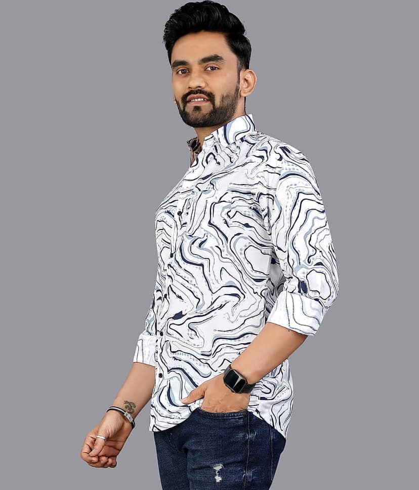 ADWYN PETER 100% Cotton Regular Fit Printed Full Sleeves Men's Casual Shirt - Dark Blue ( Pack of 1 ) view 2