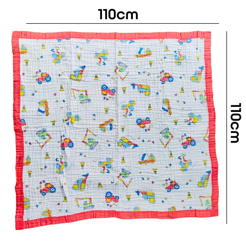 6-Layer Muslin Cotton Baby AC Blanket — Ultra-Soft, Breathable & Lightweight Blanket for Newborn to 6 Years, Stroller Cover & Crib Sheet (White and Coral Red) view 5