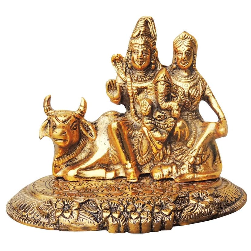 Aluminium Shiv Parivar Statue ? Lord Shiva Family Decorative Idol, Height : 5.5 Inch (ASMAS265 G) view 2