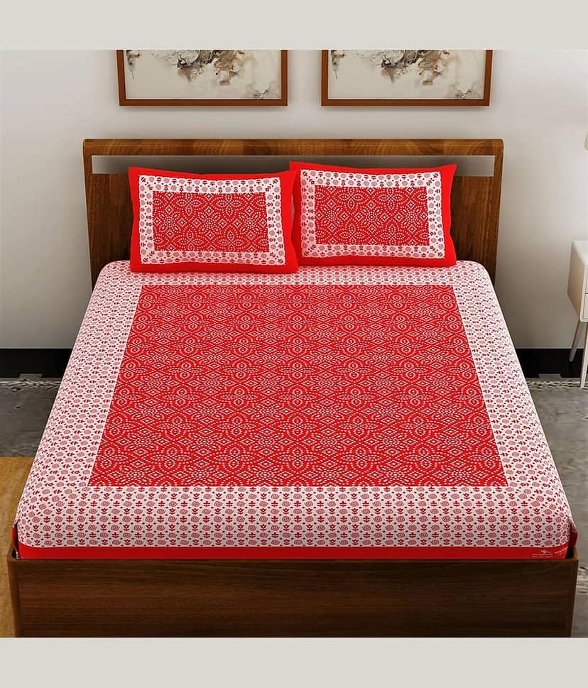 Uniqchoice Cotton Queen Bedsheet ( Red )