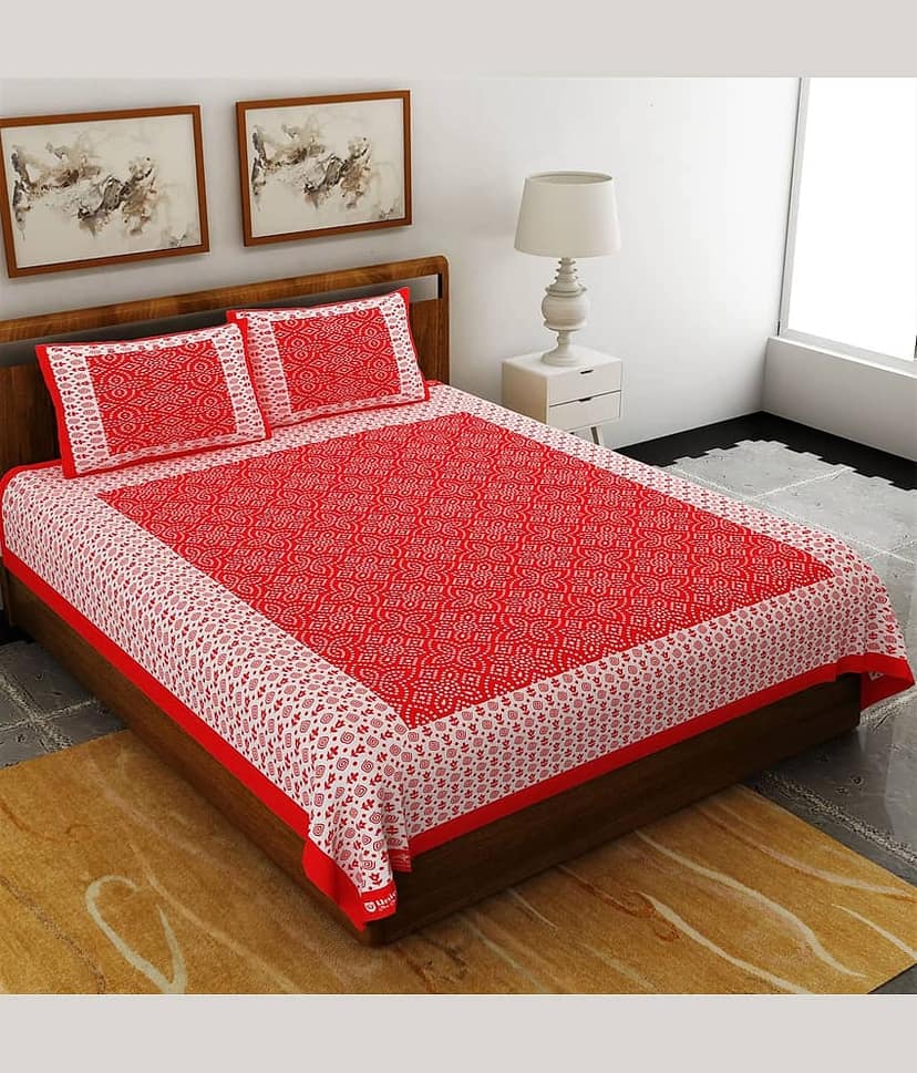 Uniqchoice Cotton Queen Bedsheet ( Red ) view 2