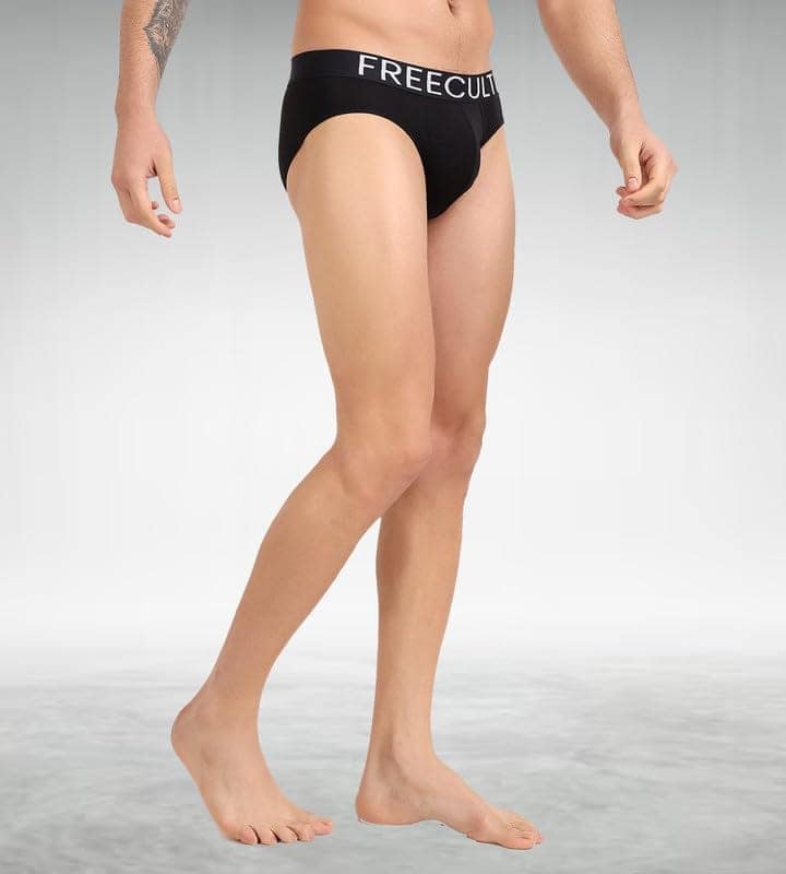 FREECULTR Men's Underwear Organic Cotton (Ultrasoft Waistband) Premium Snug-Fit Brief Pack of 1-Black view 4