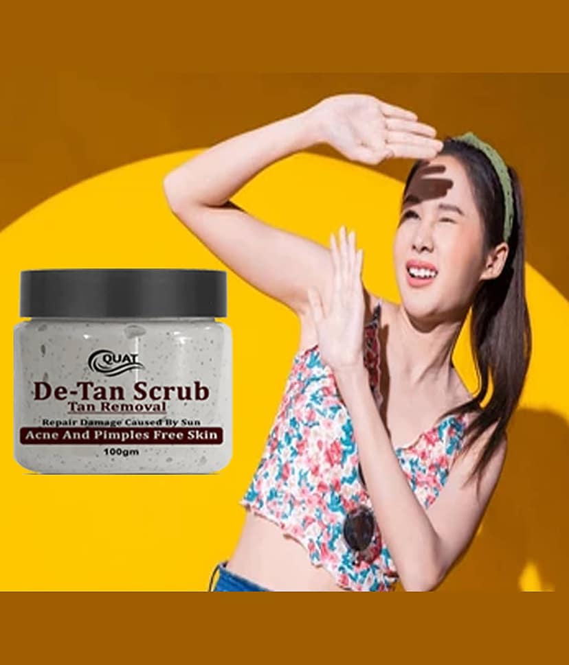 DeTan Face Scrub for Men & Women, 100g | Face Scrub for Blackhead & Tan Removal | Glowing Skin with Dual Bead Exfoliation | Reduce Dark Spots & Oil Control view 2